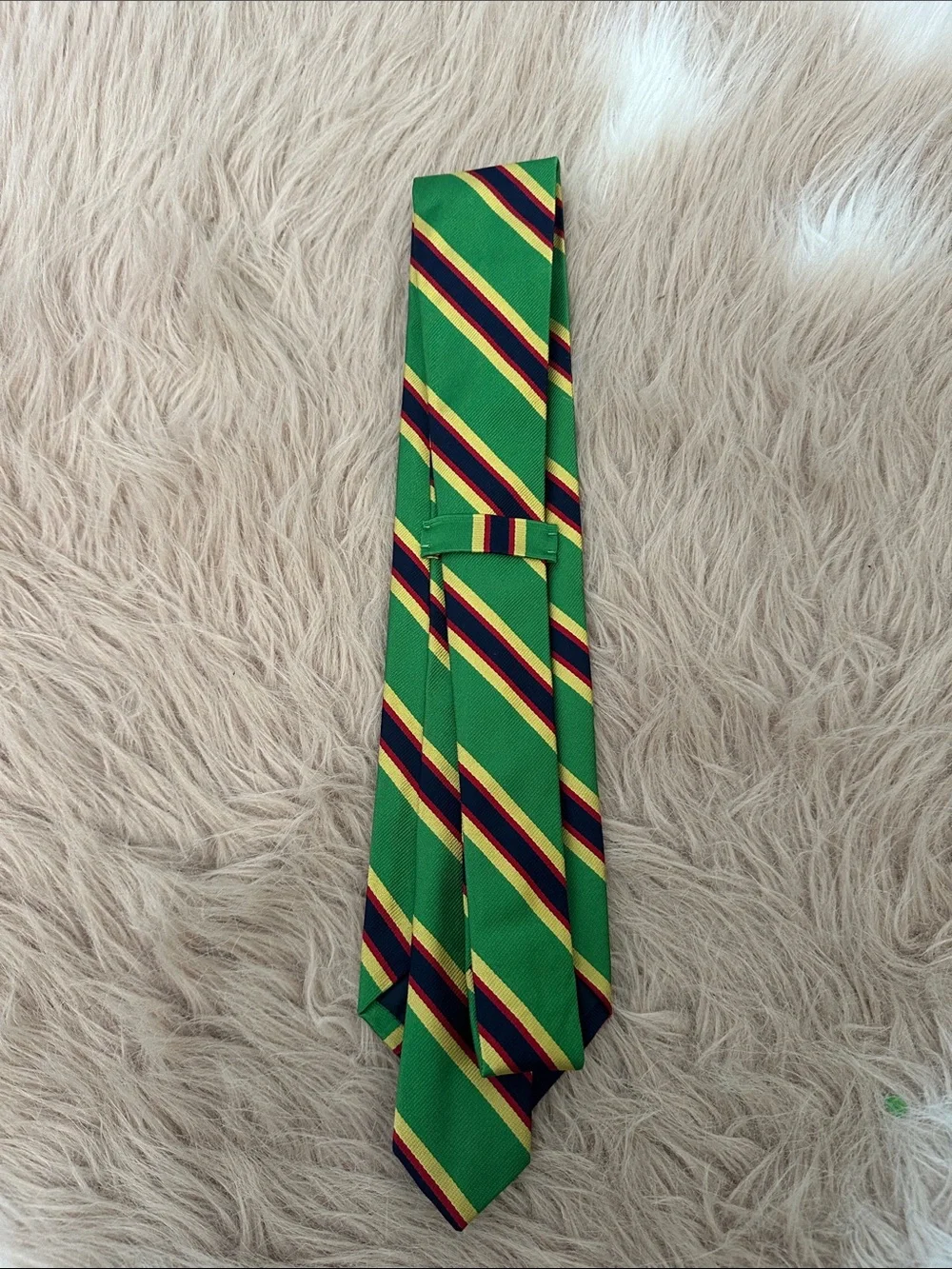 Polo by Ralph Lauren Green Tie with Yellow and Navy Stripe Pattern
